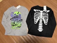 120/130cm H&M ハロウィン 長袖カットソー 2枚セット 新品タグ付きのサムネイル
