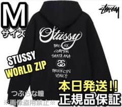 Stussy WORLD ZIP パーカー Lサイズ ブラック STUSSY(ステューシー) / パーカー/L/コットン/BLK/ブラック/WORLD WIDE