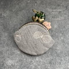 型紙試作品）ミナペルホネンchoucho がま口ミニポーチ ハンドメイド