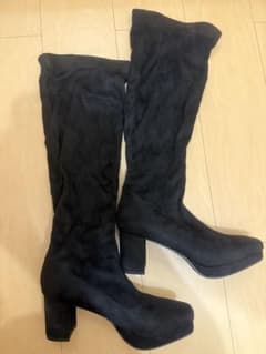 美品☆黒 スエード 高ヒール ロングブーツのサムネイル