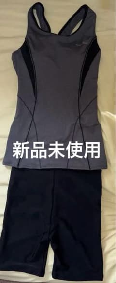 スポーツ用水着セット グレー/ブラック　紫外線カット　めくり上がり防止のサムネイル