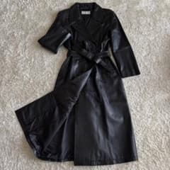 mia Carna ミアカルナ ロングレザートレンチコート 羊革 ベルト L mia Carna ミアカルナ ロングレザートレンチコート 羊革 ベルト L