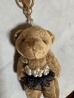 ベア ぬいぐるみ ビジュー付き　キーホルダー パールのサムネイル