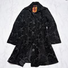 Desigual デシグアル ロングコート ジャガード 花柄 Aライン 48 黒