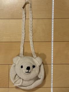 ハンドメイド 子ども用　くま ポシェット アイボリーのサムネイル