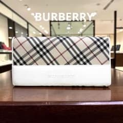 BURBERRY バーバリー ノバチェック がま口 長財布 折り財布 ホワイト