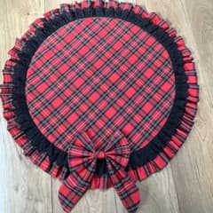 1210.カフェマットM56 赤タータンチェック リバーシブルハンドメイド