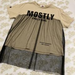 ピンクラテ　150 Tシャツ　ベージュ　チュールのサムネイル