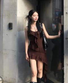 emmy キャミワンピース ブラウン フリル付きのサムネイル
