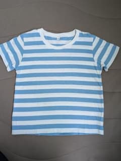 無印良品 ボーダー柄 半袖Tシャツ ライトブルー ホワイト 120cmのサムネイル