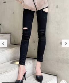 GYDA SIDE RIPPEDカラースキニーパンツ　blackのサムネイル