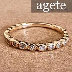 ダイヤ欠けあり◇agete◇K10*9号*フリルリング*アガット