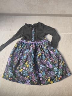 アナスイミニ ANNA SUI mini 花柄スカート付き長袖ワンピース 90