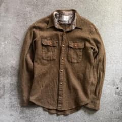 80s L.Q Y's for men ウール×リネン くるみボタン 長袖シャツのサムネイル