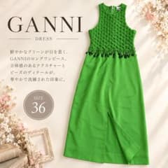 【新品タグ付き】GANNI（ガニー）スモック サテン マキシドレス