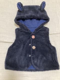 ベビーベスト くま耳付き ネイビー 70-80cmのサムネイル