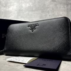 ✨極美品✨ PRADA 長財布 シャイン ラウンド サフィアーノ ブラック