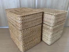 ◆Coco様専用◆無印良品ラタン材長方形蓋付きバスケット4点setのサムネイル