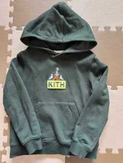KITH ディズニー 刺繍ダークグリーンパーカー キッズのサムネイル