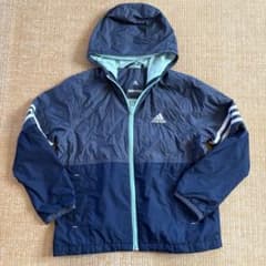 adidas フード付きウィンドブレーカー 130サイズ ネイビー/グレーのサムネイル