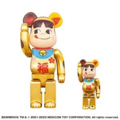 BE@RBRICK 招き猫 ペコちゃん 福 金メッキ 100% & 400%のサムネイル