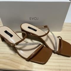 EVOLラインセットバックヒールサンダル M キャメル レディースヒールサンダル