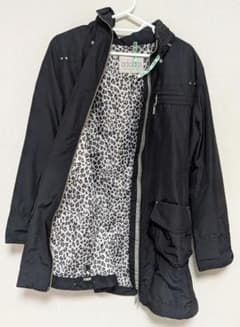 超美品　adabat　ナイロンフードブルゾン　裏地レオパード　38号 美品 adabat ナイロンフードブルゾン 裏地ピンクレオパード 38号