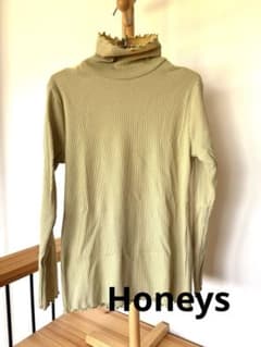 Honeys/リブ編みライトイエロー長袖Tシャツ Lサイズのサムネイル