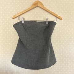 ZARA チューブトップ グレー ストライプ Mサイズのサムネイル