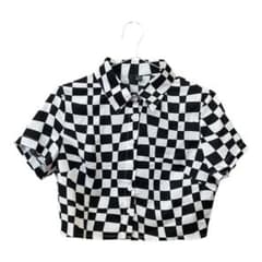 SHEIN チェッカーパターン クロップドシャツ Mのサムネイル