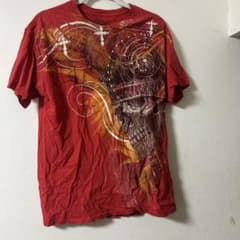 スカル クロス プリント 半袖 Tシャツ レッド お兄系 V系のサムネイル