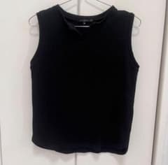 リブ編み ブラック ノースリーブ トップスのサムネイル