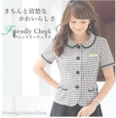 美品 enjoie 半袖オーバーブラウス 事務服★15号★のサムネイル