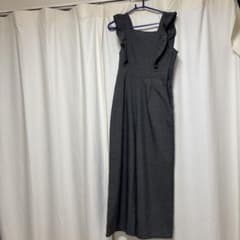 フリルショルダー バックリボン サロペット グレーのサムネイル