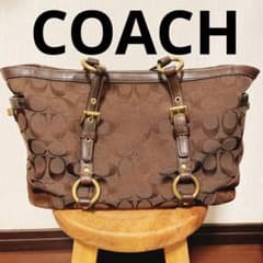 COACH】ショルダーバッグ シグネチャー ブラウン 10384 - メルカリ
