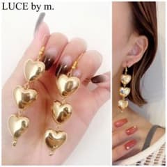 992 Gold Triple Puffy Heart Earrings - Cute and Stylish for Adults