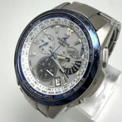 稼動】 CASIO オシアナス 腕時計 メンズ 白文字盤 ソーラー ブルー 