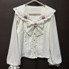 リズリサ ストロベリー刺繍セーラーリブブラウスのサムネイル