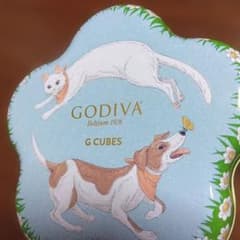 GODIVA G CUBES 空き缶 猫と犬のデザインのサムネイル