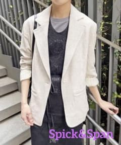 Spick&Span ジュートクロス1Bジャケット ベージュ スピック＆スパン麻