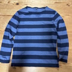 oldUNIQLO ボーダー長袖カットソー ネイビー×ブルー Mのサムネイル