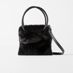 ZARA ザラ ツートーンフェイクファー素材ミニトートバッグのサムネイル