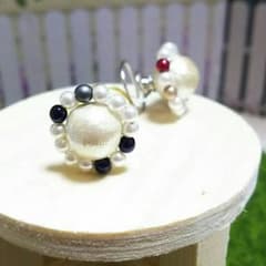 (9)いきなり購入可♪コットンパール♥ヘアピアス(青)のサムネイル