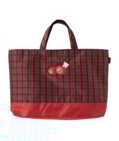 ファミリア familiar トートバッグ 赤チェック レッスンバッグ