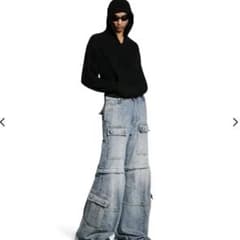 BALENCIAGA ダークブルー フレアカーゴパンツ - メルカリ