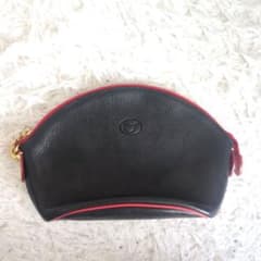 【美品】ソメスサドル ポーチ ブラック×レッド　ロゴ