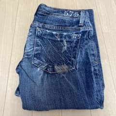 575denim フレア 24 USA￼製￼ デニム ダメージ - メルカリ