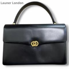 希少】Launer London ハンドバッグ 英国王室御用達 レザー 黒 - メルカリ