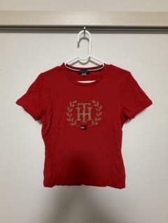 TOMMY HILFIGER ラインストーンロゴ Tシャツ レッドのサムネイル