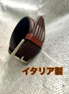 [미품] 이탈리아제 한 장 가죽 남성 벨트 입체 컷 정교한 디자인 고급 가죽